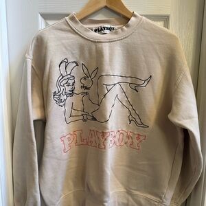 PACsun Late night Playboy Crew Neck Sweatshirt Adult M Cream Embroidered Ivy